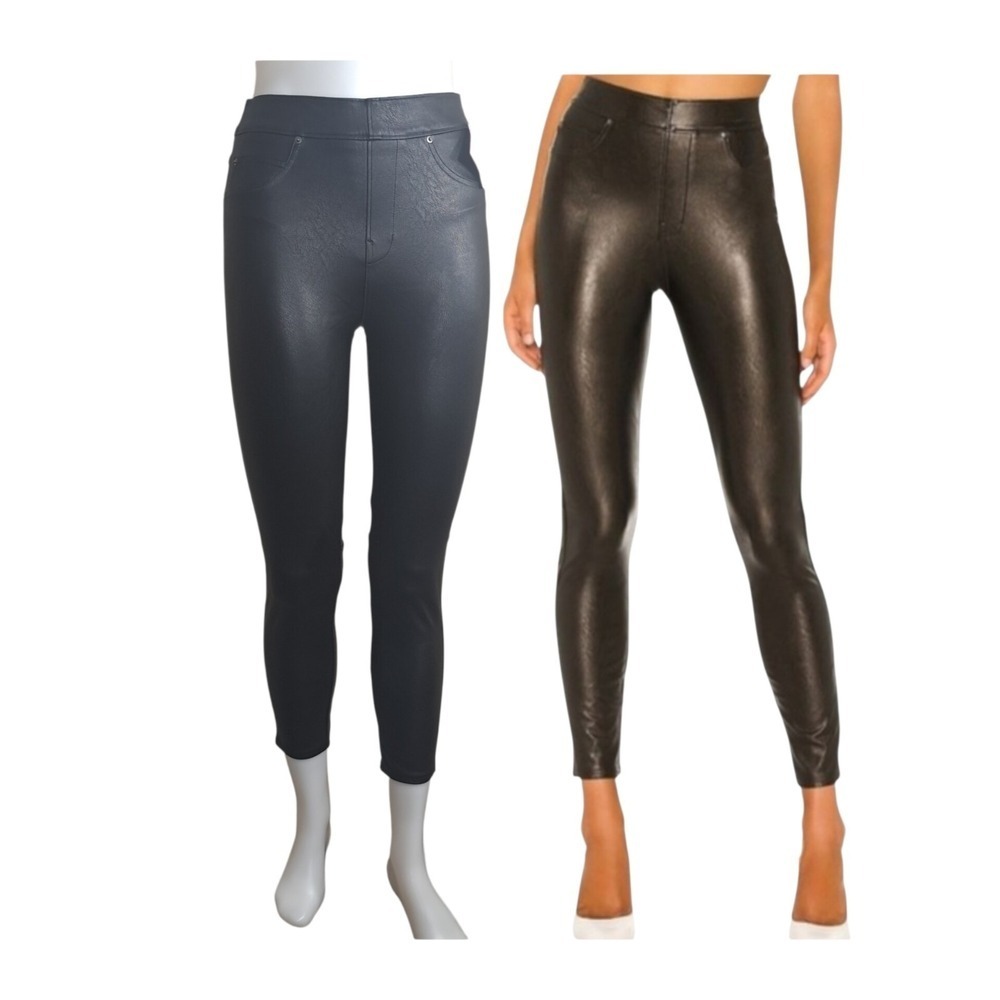 Spanx Vegan Leather Like Ankle Skinny Pants 20475R Luxe Black Size 1X Night Out